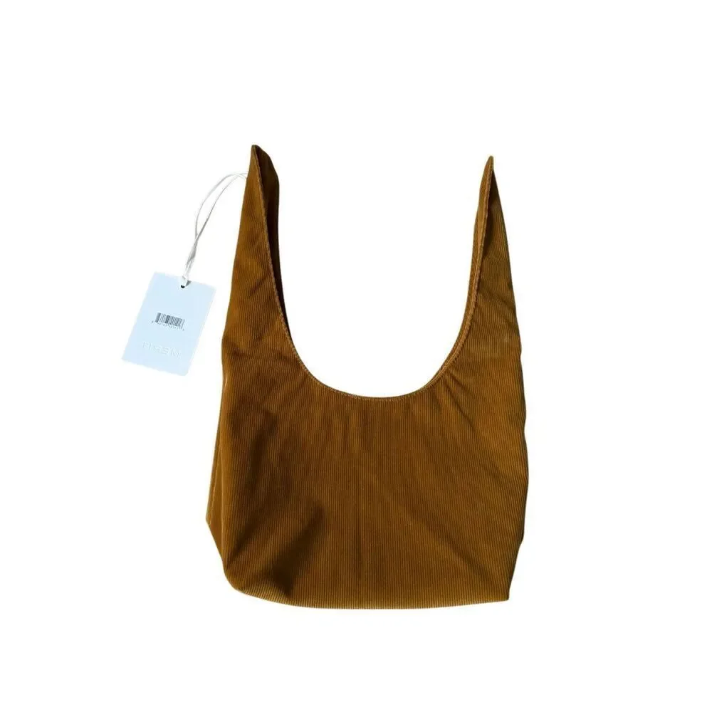 Merit Corduroy Cosmetics Bag Tie Pouch Makeup Medium‎ size NEW Mustard Brown